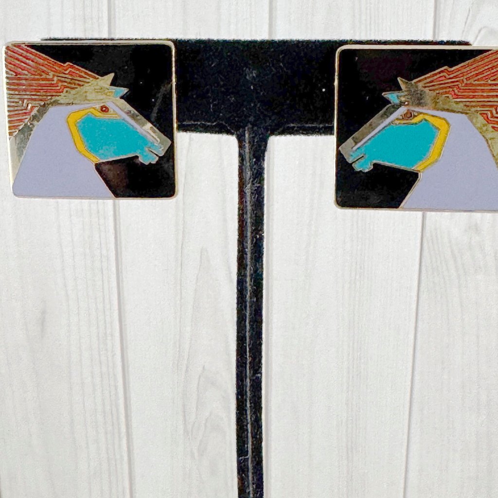 Rare Vintage Laurel Burch Equus Horse Drop Earrings 59$
